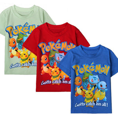 2Y-10Y Boys Girls Pokemon Go T shrit Kids 100% Cotton T-shirts Short sleeve Children Boys Tops Sports Tee Shirts Summer Clothing