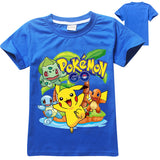 2Y-10Y Boys Girls Pokemon Go T shrit Kids 100% Cotton T-shirts Short sleeve Children Boys Tops Sports Tee Shirts Summer Clothing