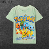 100% Cotton Costume 2016 Children Cartoon Clothing Boy Cotton O-neck T Shirts Pokemon Clothes Kids Short Sleeved Tee&Tops