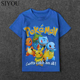 100% Cotton Costume 2016 Children Cartoon Clothing Boy Cotton O-neck T Shirts Pokemon Clothes Kids Short Sleeved Tee&Tops