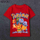 100% Cotton Costume 2016 Children Cartoon Clothing Boy Cotton O-neck T Shirts Pokemon Clothes Kids Short Sleeved Tee&Tops