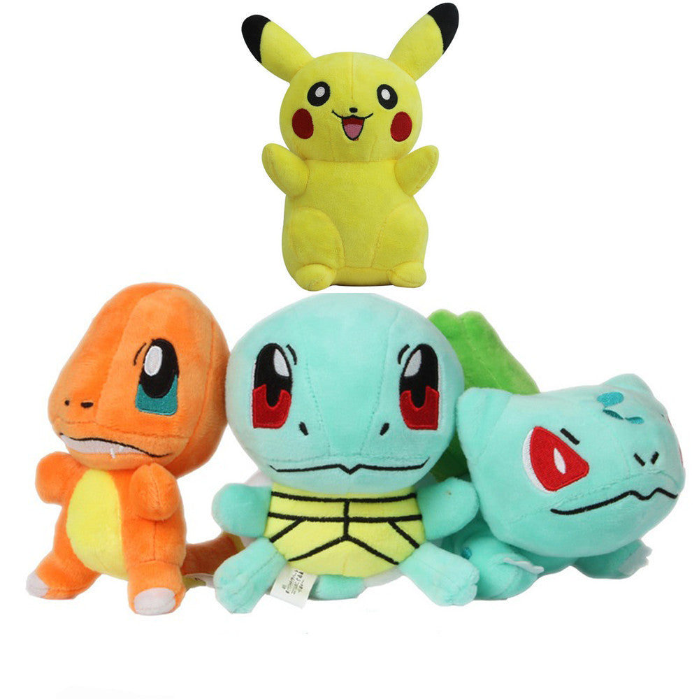 pocket monsters pokemon plush 4Pcs/lot Pocket Monster Plush Toys Pikachu & Bulbasaur & Squirtle & Ch