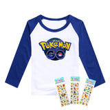 hot pokemon go clothing Team Pikachu children cotton t shirt kids clothing full sleeves T-shirt Tops tees children clothes