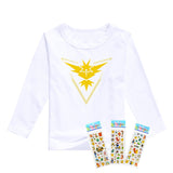 hot pokemon go clothing Team Pikachu children cotton t shirt kids clothing full sleeves T-shirt Tops tees children clothes