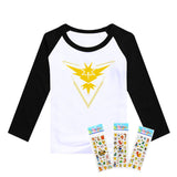 hot pokemon go clothing Team Pikachu children cotton t shirt kids clothing full sleeves T-shirt Tops tees children clothes