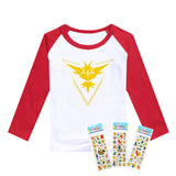 hot pokemon go clothing Team Pikachu children cotton t shirt kids clothing full sleeves T-shirt Tops tees children clothes