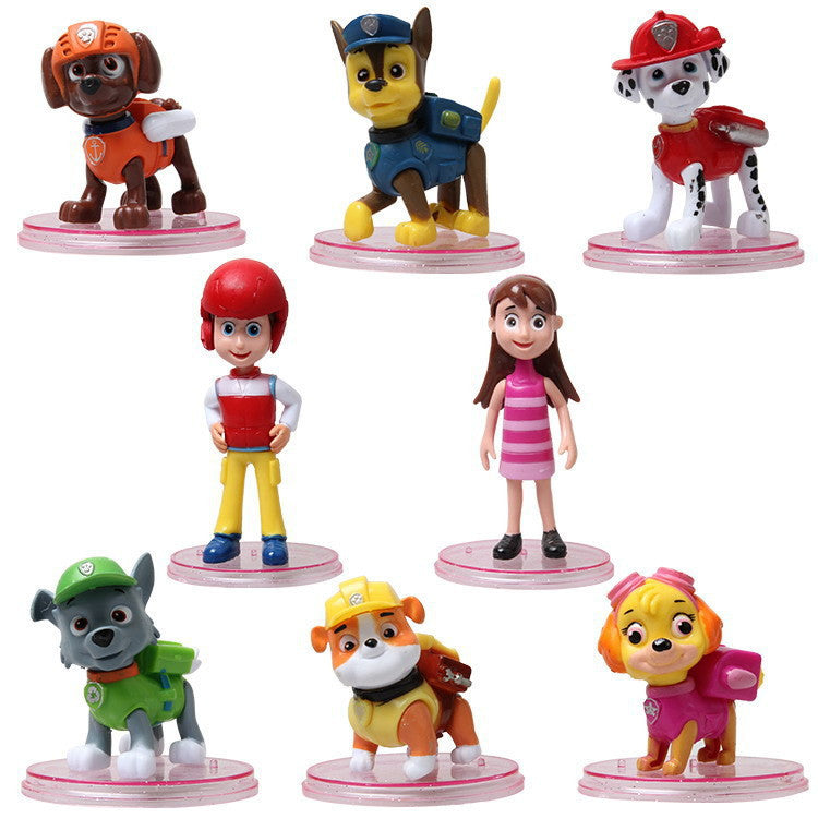 Puppy /dog patrol with stand funko pop anime figure action & toy figures lps toys pokemo a set of 8styles 3.5-4 inch PVC