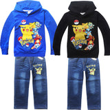 Sports Suit For Boys Casual Cotton Baby Clothes For Boys Hooded POKEMO GO Denim 2 Pcs Baby Clothes Boys Clothing Sets