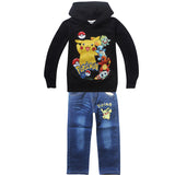 Sports Suit For Boys Casual Cotton Baby Clothes For Boys Hooded POKEMO GO Denim 2 Pcs Baby Clothes Boys Clothing Sets