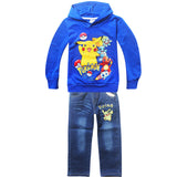 Sports Suit For Boys Casual Cotton Baby Clothes For Boys Hooded POKEMO GO Denim 2 Pcs Baby Clothes Boys Clothing Sets