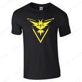 Blue Mystic Team T-Shirt Instinct Team O Neck Men Shirt Valor Team Short Sleeve Womens Top Tee Black Pokemon Go Running T Shirts