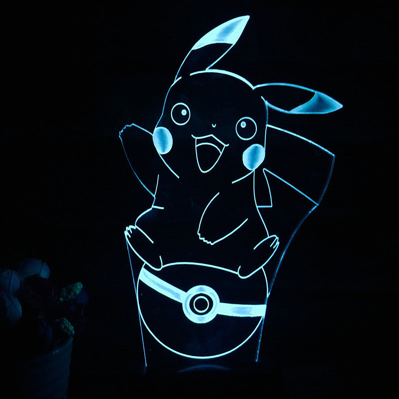 Kids Room Toys Pokemon GO Pikachu Action&Toy Figure Gift 3D LED Table Lamp Have 7 Color Changing Figures Pokeball Figures Toys