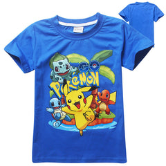 2Y-10Y Boys Girls Pokemon Go T shrit Kids 100% Cotton T-shirts Short sleeve Children Boys Tops Sports Tee Shirts Summer Clothing